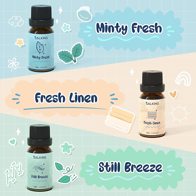 SALKING Laundry Collection Essential Oils Set, Pure Essential Oil for Diffuser, Clean Aromatherapy Fragrance Oil Gift Set, Use with Wool Dryer Balls, Citrus Clean, Lavender Fields, Still Breeze - Bloomnest