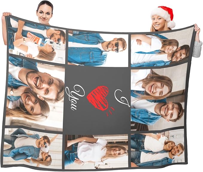 I Love You Gifts for Couple, Personalized Girlfriend, Custom Blanket with Photos, Blankets Pictures, Photo Using My Own Personalised Christmas - Bloomnest