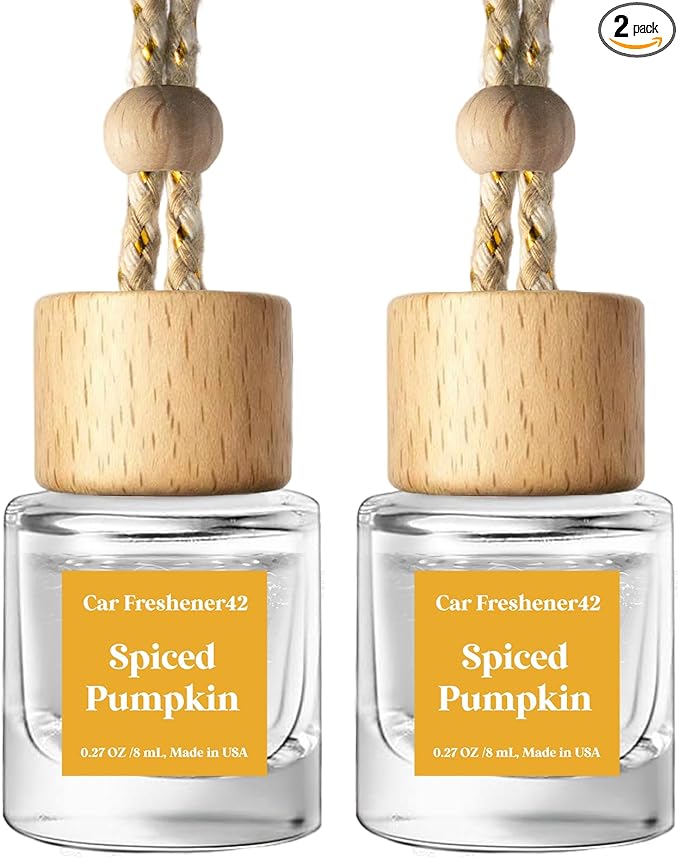 C Classy Car Air Freshener Hanging 2 Pack, Spiced Pumpkin Essential Oil Diffuser for Cars, Cute Car Accessories, Long-Lasting Fragrance, C ar Air Fresheners for Women & Men Gift, Made in USA - Bloomnest