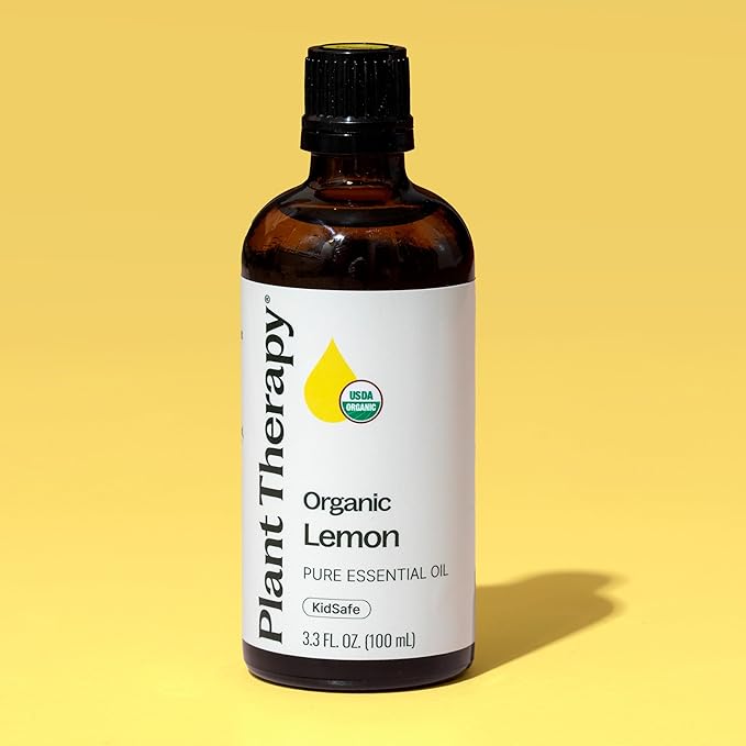 Plant Therapy Organic Lemon Essential Oil 100% Pure, USDA Certified Organic, Undiluted, Natural Aromatherapy, Therapeutic Grade 100 mL (3.3 oz) - Bloomnest