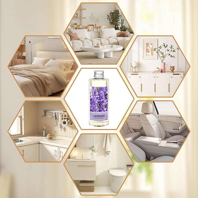 STRN Lavender Essential Oil Reed Diffuser Refill 200ml Long-Lasting Aromatherapy, Natural Fragrance Liquid with Eco-Friendly Bottle for Home, Bedroom, Spa - Bloomnest