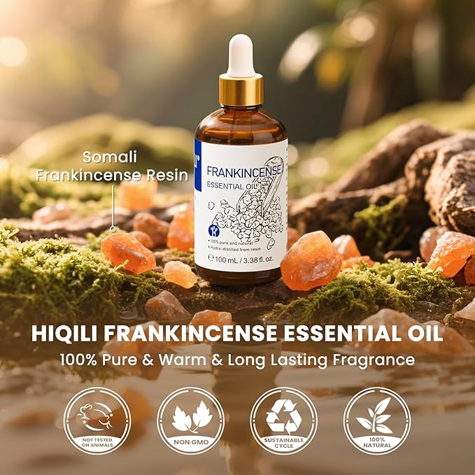 HIQILI 100ML Frankincense Essential Oil, for Massage, 100% Pure and Natural 3.38 Fl Oz - Bloomnest