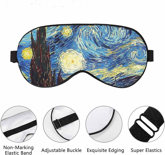 Starry Night Sleep Eye Mask Creative Van Gogh Classic Vivid Star Cloud Universe Men Women Sleep Mask with Adjustable Strap Eye Cover Eye Shade for Travel, Nap,Meditation - Bloomnest