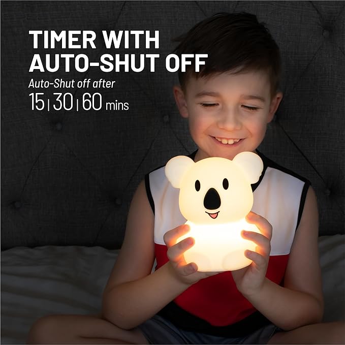 LumiPets Keith the Koala Squishy Night Light for Kids | Silicone Lamp with Tap & Remote Control | Rechargeable, 9 Color Changing Animal Night Light for Boys & Girls | Portable Nightlight With USB Cord - Bloomnest