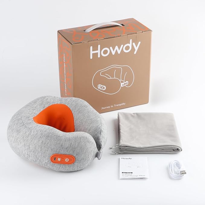 Howdy Shiatsu Neck Massager with Heating [2026 Upgraded], Heated Neck Pillow Cordless for Pain Relief Deep Tissue Kneading, 2025 Christmas for Mom Dad Gift, 2-in-1 Portable for Airplane Travel - Bloomnest