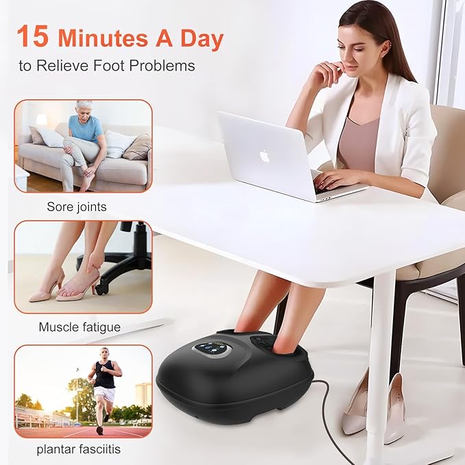Shiatsu Foot Massager with Heat, Feet Massager for Neuropathy, Plantar Fasciitis, HSA Eligible, Deep Kneading Foot Massager, Gifts for Women Men Mom Her, Size 13