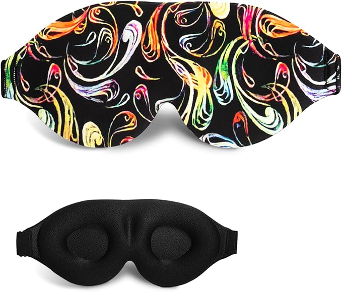 3D Sleep Mask, 100% Blackout 3D Contoured Sleep Eye Mask, Comfortable & Super Soft Sleeping Mask with Adjustable Straps for Women, Men, Sleeping Travel Yoga Naps (Colorful - Pack of 1) - Bloomnest