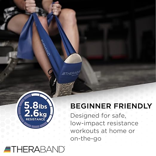 THERABAND Resistance Bands Set, Advanced Kit, Blue, Black, Silver, Latex Elastic Bands for Exercise & Physical Therapy, Strength Training Bands for Upper & Lower Body Fitness