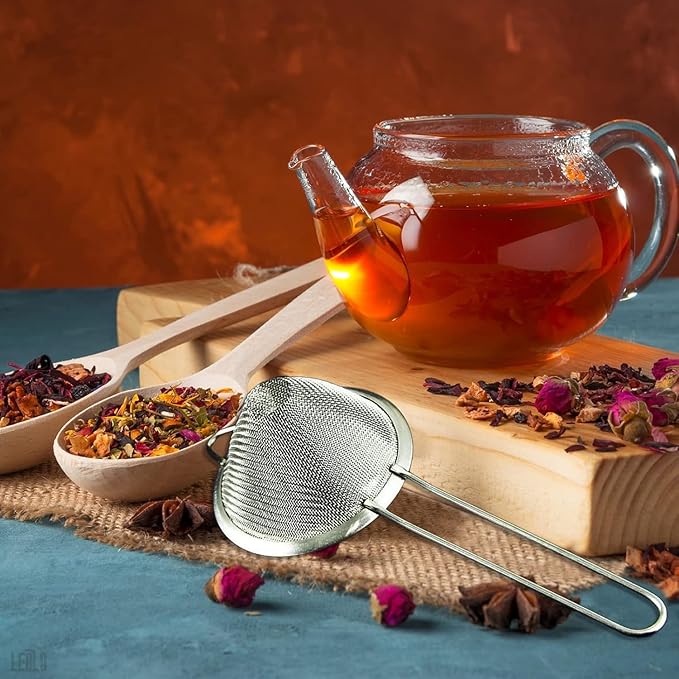 Fine Mesh Strainer with Handle – 3.3" Tea Strainer for Loose Tea Leaves and Coffee, Stainless Steel Tea Infuser with Handle – Good for Brewing Tea and Coffee - Bloomnest