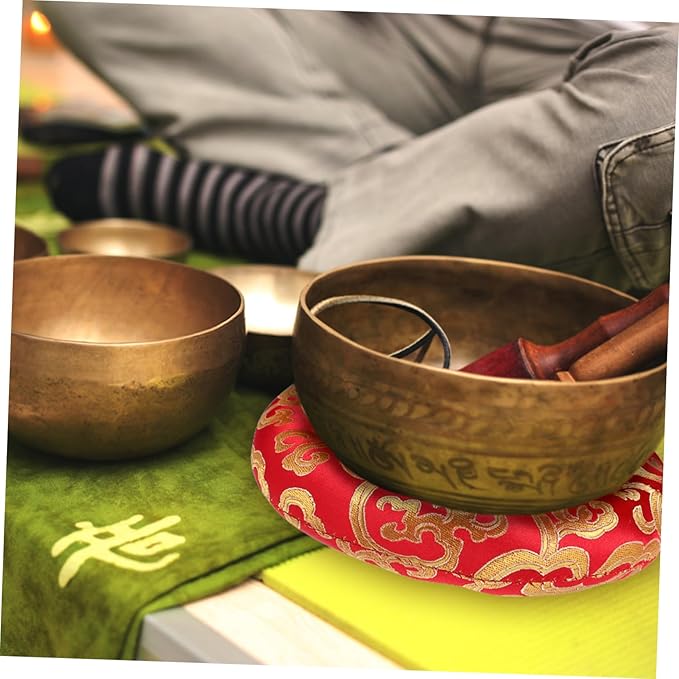 4pcs Handmade Tibetan Singing Bowl Cushion Protects Elevates Sound Bowls Lightweight Portable Design for Meditation Yoga and Stress Relief Colors Random - Bloomnest