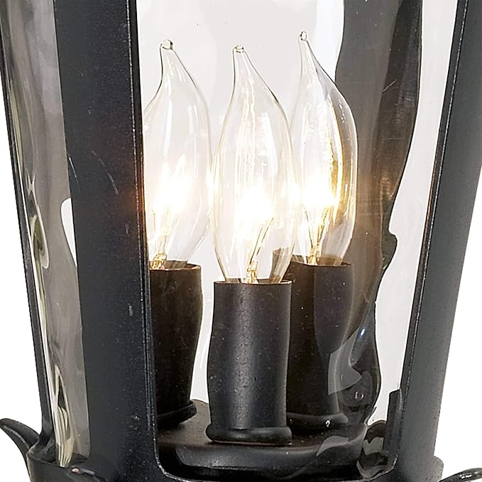 John Timberland Casa Marseille European Outdoor Wall Light Fixture Mediterranean Black Scroll Arm 21 1/2" Clear Hammered Glass for Exterior House Porch Patio Outside Deck Garage Front Door Home - Bloomnest