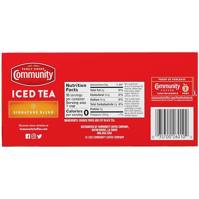Community Coffee Signature Iced Tea, 24 Family Size Tea Bags, 24 Count Box (Pack of 1) - Bloomnest