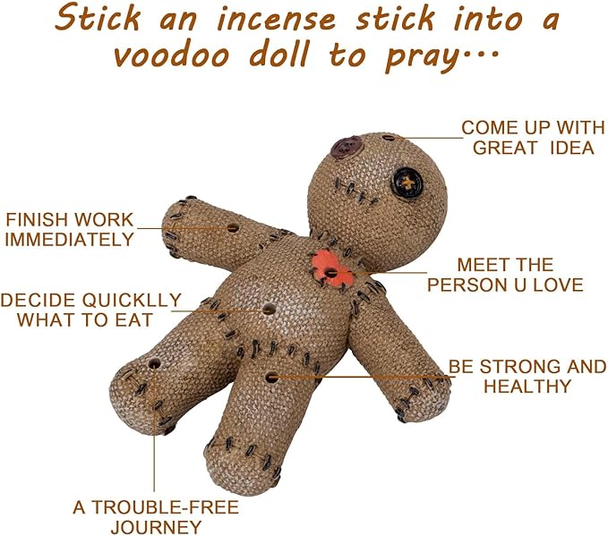 Voodoo Doll Incense Holder for Sticks with Ash Catcher, Unique Incense Burner for Praying Desktop Resin Ornament for Yoga Room, Ornament Handmade Craft for Home Decoration - Bloomnest