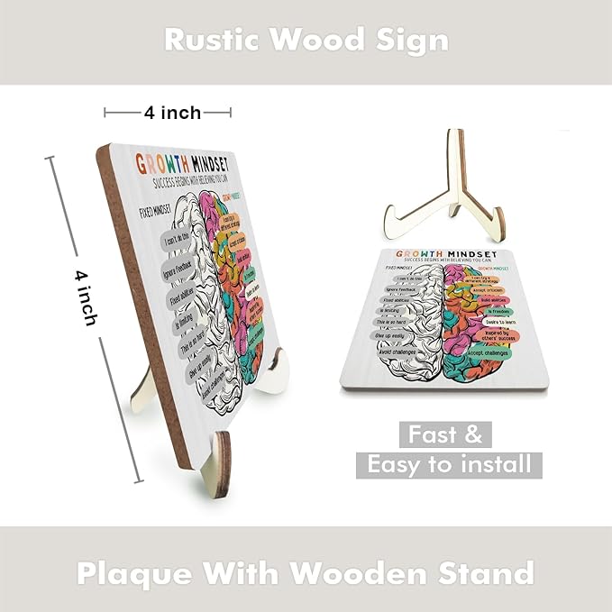 Motivational Mental Health Office Decor Rustic Desk Decor Therapy Office School Counselor CBT DBT School Psychology Therapist Counseling Wood Sign for Home Living Room Desk Plaque with Wood Stand - Bloomnest