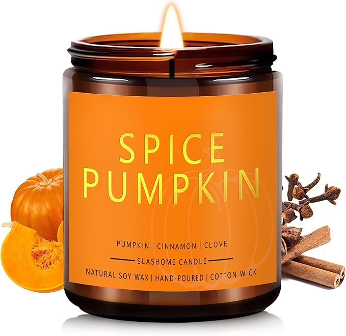 Pumpkin Spice Candle 7 Oz, Warm Pumpkin Spice & Sweet Vanilla Fall Scented Candles for Cozy Autumn Home Décor, Perfect Fall Gift for Pumpkin Lovers, 50 Hour Long Burn - Bloomnest
