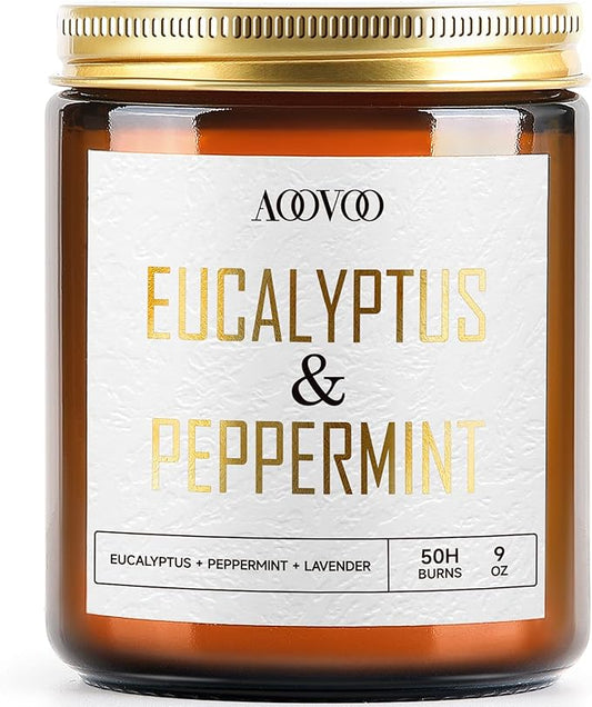 AOOVOO Eucalyptus Mint Candles - 9 oz Scented Candles, Aromatherapy Candle, Soy Candle for Home Scented - Bloomnest