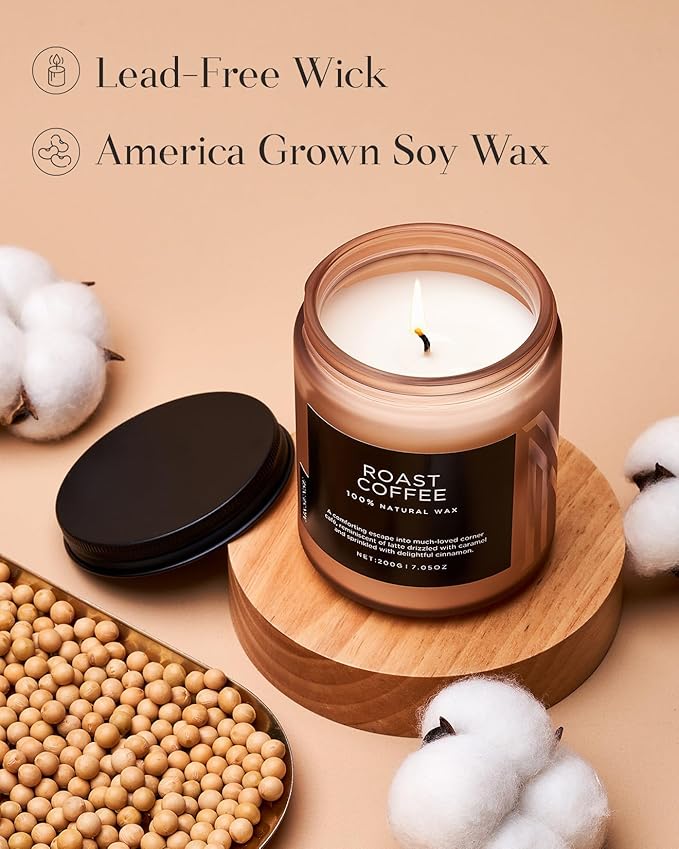 M&SENSE Coffee Candles Scented Strong, Organic Natural Soy Wax for Bedroom Kitchen Home Decor, 7.05oz 50 Hours Slow Burn Candle Highly Scented Candle Housewarming Gift for Men Women - Bloomnest