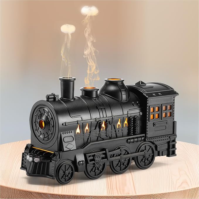 Train Diffuser 300ml, Aromatherapy Diffuser Cool Mist Ultrasonic Aroma Train Diffuser with Remote Control 2 Light 2 Mist Mode Auto Shut-Off for Bedroom Office Hotel(Black) - Bloomnest