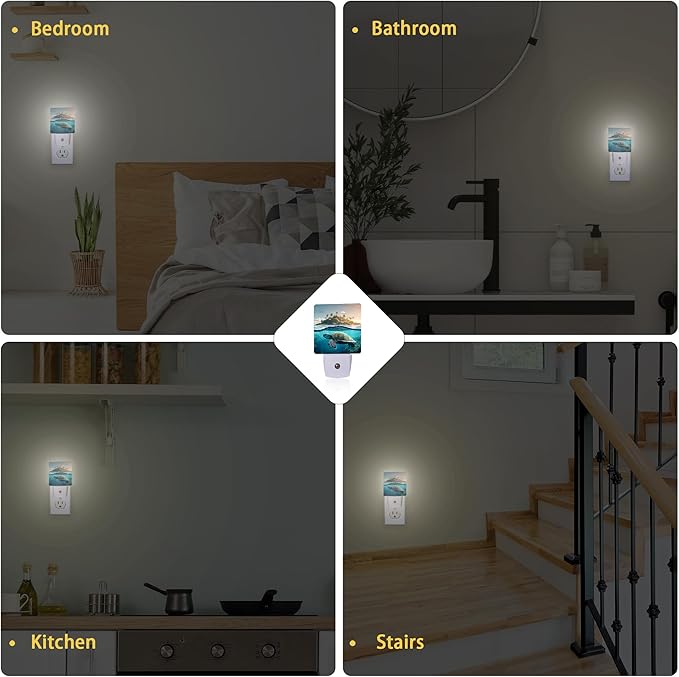 Sea Turtles Night Light, Cute Turtle under the Sea Night Lights Plug Into Wall with Dusk To Dawn Sensor Wall Lamp, Nightlights For Bedroom, Bathroom, Hallway, Kitchen, Gifts Ideal For Girls Women - Bloomnest