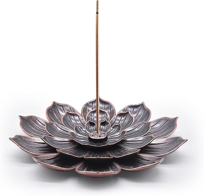 Incense Burner, Lotus Incense Holder for Sticks, 6" Ash Catcher Catch All Ashes, Detachable Incense Burner Holder, Easy Clean for Meditation Yoga Relaxation, Home Decor, Zinc