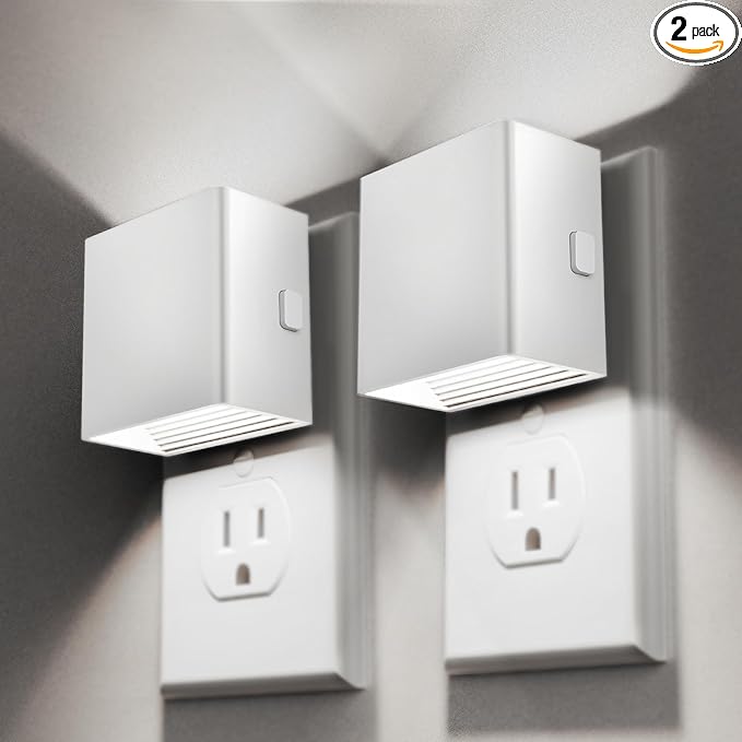 DORESshop LED Night Lights Plug into Wall [2 Pack], Plug in Nightlight, 3 Level Brightness Adjustable Night Light, Dusk to Dawn Sensor, Nightlights for Adults, Bedroom, Bathroom, Hallway, Daylight - Bloomnest