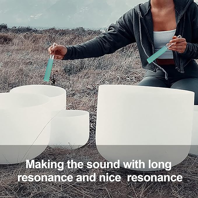 4 Pcs Singing Bowl Mallet Set Includes Solid and Hollow Acrylic Silicone Rubber Striker Mallet for Playing Quartz Crystal Singing Bowls with Bundle Pocket(WhiteGreen) - Bloomnest
