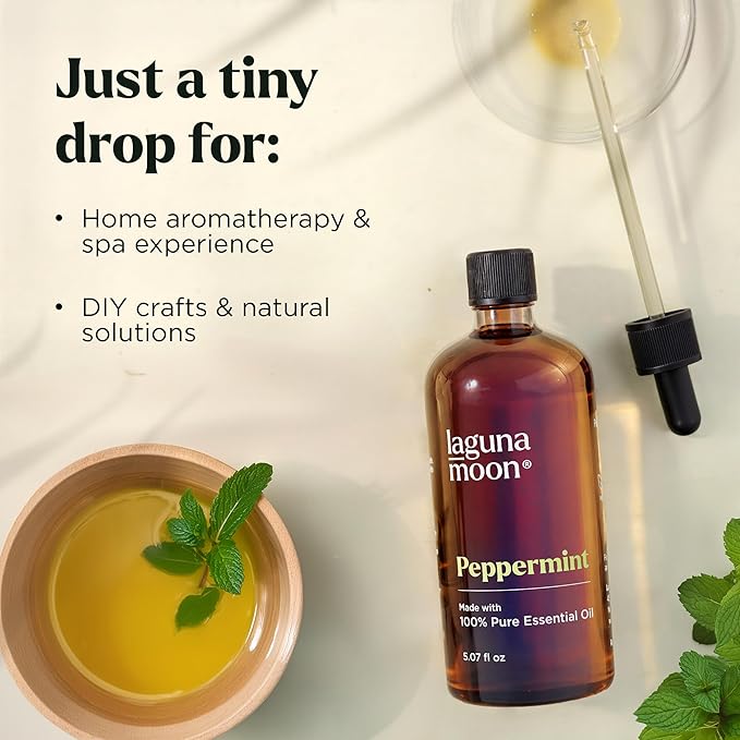 Lagunamoon Peppermint Oil - Natural Pure Essential Oils for Diffusers, Aromatherapy, Humidifiers, Candle Making Scents - Fresh Fragrance Scents for Home, Office, Cars and Cleaning Products (150mL) - Bloomnest