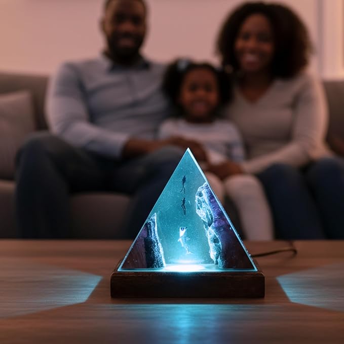 Handmade 3D Ocean Resin Lamp, Epoxy Ocean Night Light with Wooden Base, LED Color Changing Table Lamp, USB Powered Dragons Decor, Unique Ocean Gift for Bedroom & Home Office (Shark) - Bloomnest