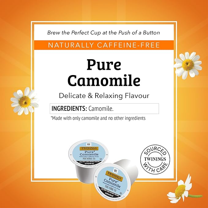 Twinings Pure Camomile Herbal Tea 72 K-Cup Pods for Keurig, 12 Count (Pack of 6), Made with Pure Camomile Blossoms, Naturally Caffeine-Free, Enjoy Hot or Iced - Bloomnest
