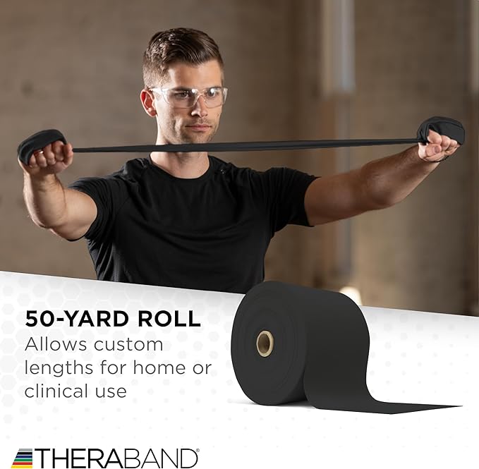 THERABAND Resistance Band, Black, Special Heavy, 50-Yard Roll, Latex Elastic Band for Exercise - Bloomnest