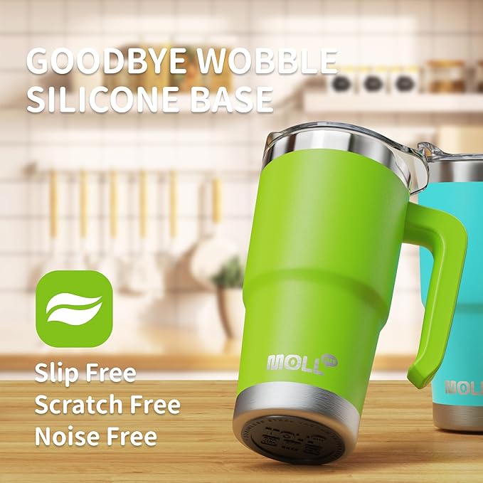16 oz Tumbler with Handle Reusable Stainless Steel Vacuum Insulated Tumbler Cups with Lid and Straw for Women, Girls (Apple Green) - Bloomnest