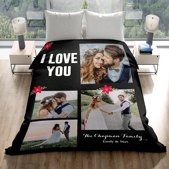 Custom Blankets with Photos, Personalized Photo Blankets Using My Own Photos, Customized Blanket with Pictures, Personalized Gifts for Women Men Baby Child - Bloomnest
