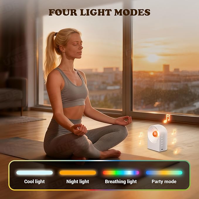 UNEEDE White Noise Sound Machine with Bluetooth Functionality, Night Light, Portable Bluetooth Speaker with Noise Canceling for Office & Sleeping, Meditation, Gathering (White) - Bloomnest