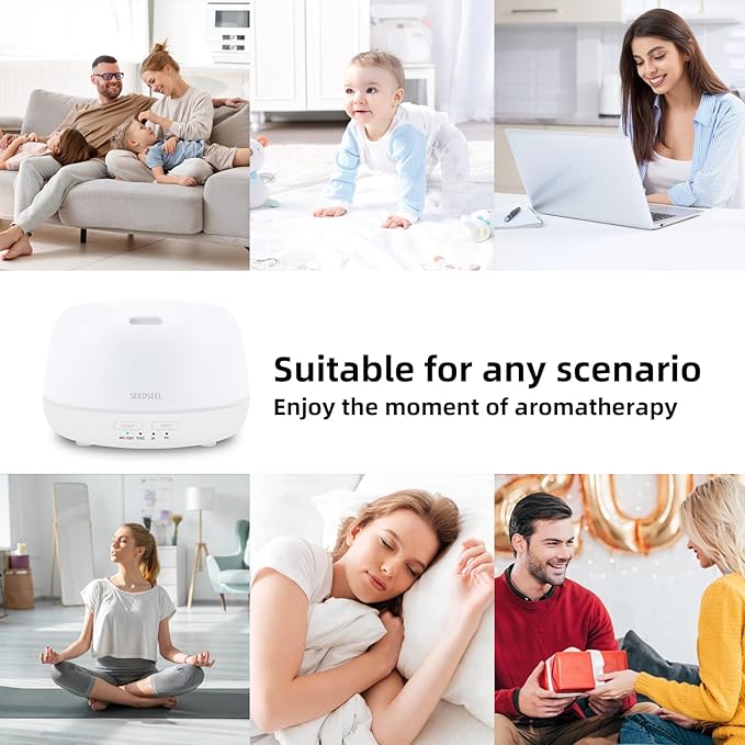 300ML Essential Oil Diffuser with Remote Control, Aromatherapy Diffuser with 7-Color Changing LED Light for Small Rooms, Office, and Home - Bloomnest
