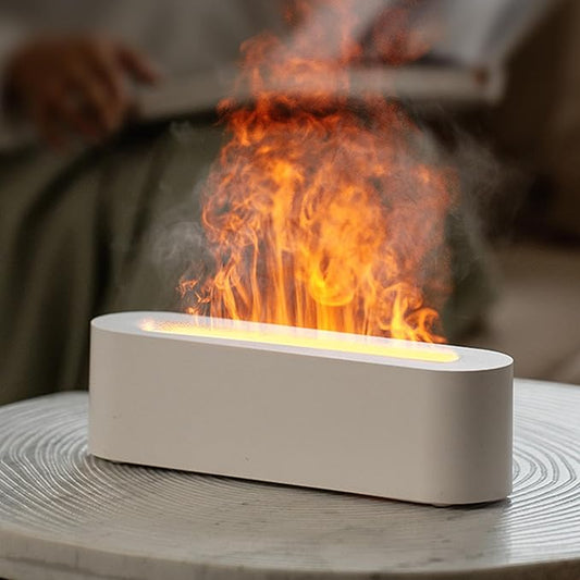 Essential Oil Diffuser, Fireplace Flame Fire Oil Diffuser, 150ml Ultrasonic Cool Mist Aromatherapy Humidifier, Scent Aroma Diffuser with 7 Colors Light, Timer & Auto-Off for Home, Room (White) - Bloomnest