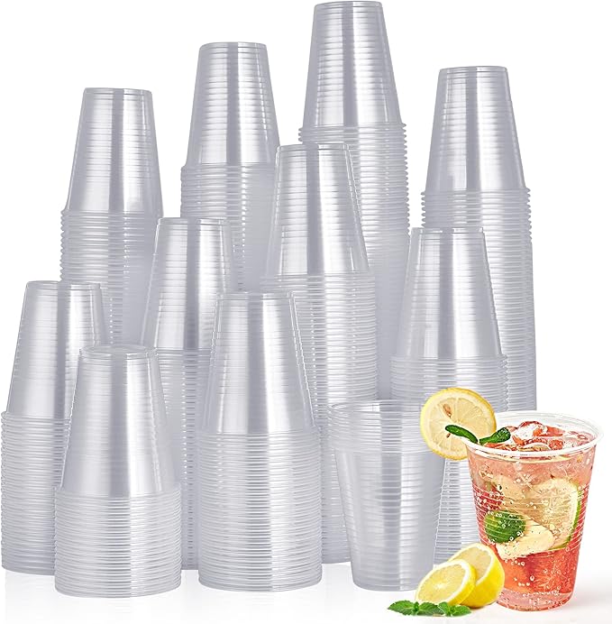 Turbo Bee 16oz Disposable Plastic Cups 420 Pack,Clear Party Cups, Transparent Tumblers, Bulk 16oz Drinking Cups for Large Gatherings, Restaurants, Daily Use, or Bulk Commercial Needs - Bloomnest