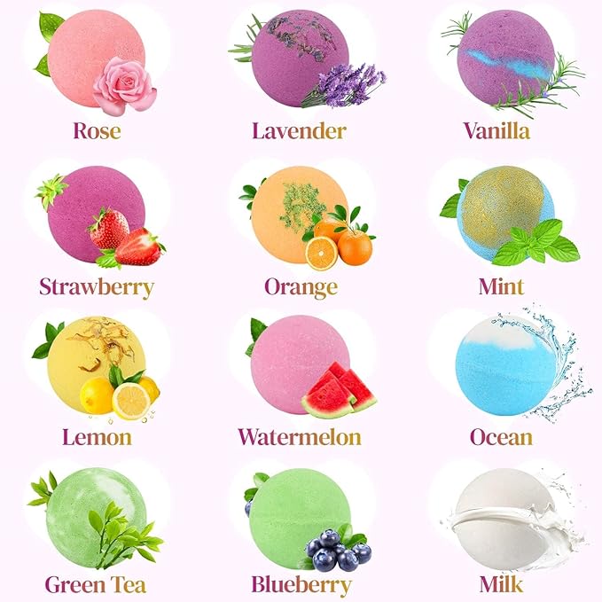 KIMHY Bath Bombs for Women, 12 PCS Bath Bombs for Girls Kids Toddlers Adults, Shea & Coco Butter Dry Skin Moisturize, Bath Bomb Kit for Birthday Halloween Christmas - Bloomnest