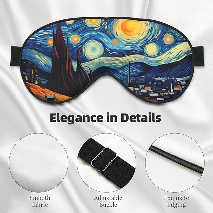 Sleep Eye Mask The Starry Night Village Sleep Mask for Women Men Comfortable Eye Mask with Adjustable Strap Soft Eye Cover Blindfold for Travel Yoga Nap Shift Work - Bloomnest