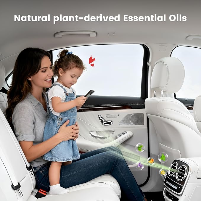 2Pcs Car Air Freshener Vent Clips, Car Diffuser Essential Oils Kit with 5 Different Essential Oils (0.34oz Each) & 12 Refill Sticks, long lasting Cars fragrance for House - Bloomnest