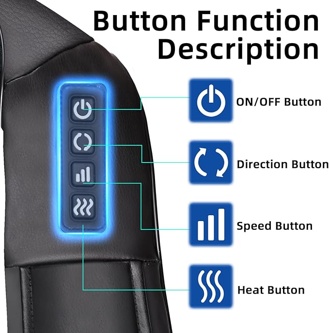 Shiatsu Neck and Back Massager with Heat,Electric Shoulder Massager for Pain Relief Deep Tissue,3D Kneading Massage,Best Gift for Men Women Parents,Home, Office Car Use - Bloomnest