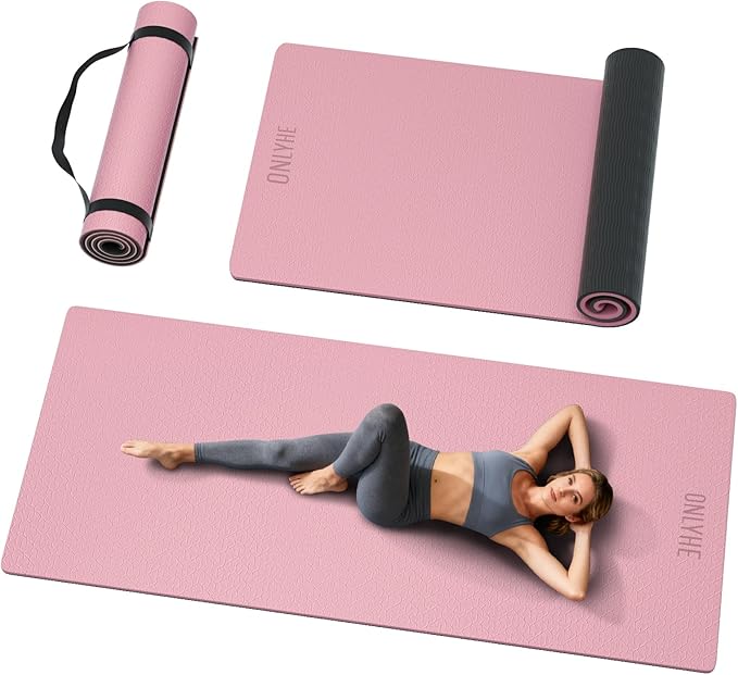 Extra Long & Wide Yoga Mat for Tall Men & Women,76''x32.6''x7mm - High Density TPE Non-Slip Both Sides, Lightweight 1.1kg with Superior Cushioning for gymnastics, Pilates, Home, Workout - Bloomnest