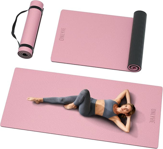 Extra Long & Wide Yoga Mat for Tall Men & Women,76''x32.6''x7mm - High Density TPE Non-Slip Both Sides, Lightweight 1.1kg with Superior Cushioning for gymnastics, Pilates, Home, Workout - Bloomnest