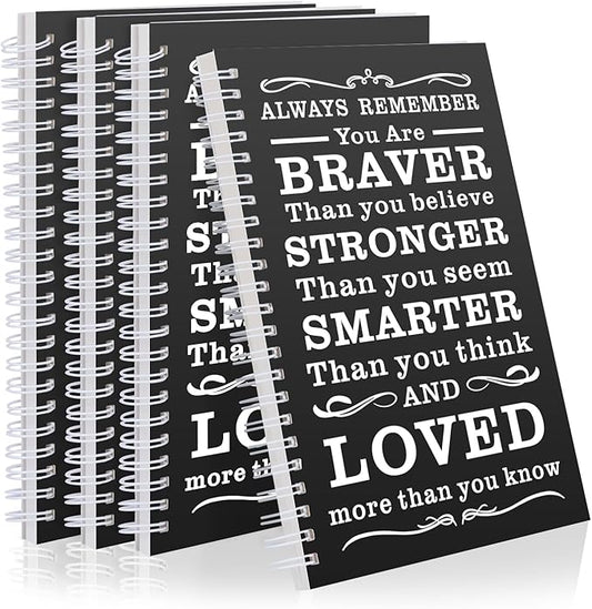 Spiral Notebook Journal, 4 Pcs Hardcover Spiral Notebooks,College Ruled Hardcover Notebook for Work,A5 Notebooks for Work School Note taking, Lined Journal for Women (4Pcs Always-Black) - Bloomnest