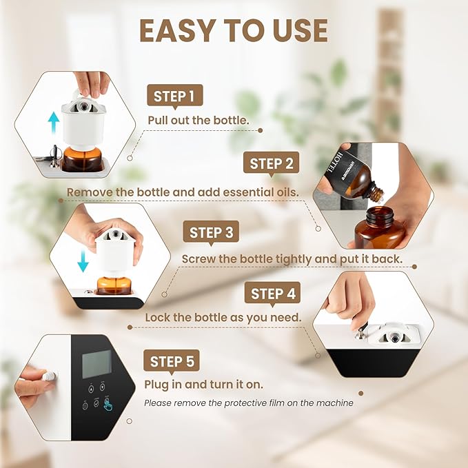 URPOWER 300ML Waterless Scent Essential Oil Diffuser - 3000 Sq.Ft Smart Scent Machine for Home & Hotel HVAC Aromatherapy Air Diffuser Oil Machine for Office (APP Control) - Bloomnest
