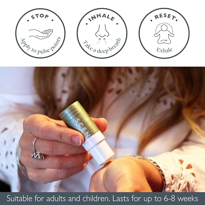 Scentered De-Stress Balm – Aromatherapy Stress Stick with Chamomile & Rosemary – Natural Self-Care Essential Oil roll On – Relaxation Gift for Stress Relief - Bloomnest
