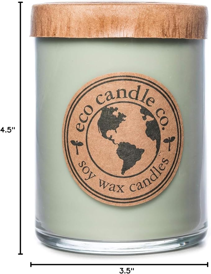ECO CANDLE CO. Recycled Candle, Eucalyptus Sage, 18 oz. Double Wick - Scents Of Eucalyptus, Sandalwood, Rosemary, & Sage - 100% Soy Wax, No Lead, Kraft Paper Label & Lid, Hand Poured, Midwest Soybeans - Bloomnest