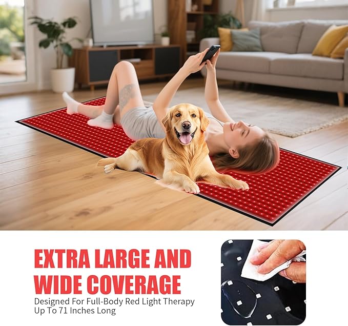 Red Light Therapy Mat for Body Pain Relief,Red Light Therapy Blanket 1280 LEDs Red Near Infrared 660nm 850nm Full Body Pad, 71"x 31" Large Red Light Therapy Pad cabpay