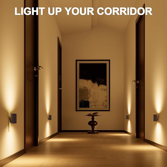NIORSUN Night Lights Plug into Wall, Dimmable with 3 Color Modes & Auto On/Off Sensor, Ultra-Slim Nightlight for Hallway, Bathroom, Bedroom, Nursery, Kitchen (4 Pack, Black) - Bloomnest