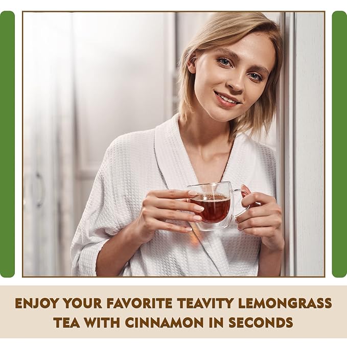 Teavity Organic Lemongrass and Cinnamon Tea Pods for Keurig - Naturally Decaffeinated Herbal Tea Blend (36 Pods) - Bloomnest