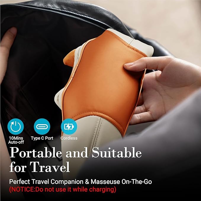 Shiatsu Neck Massager with Heat - Cordless 4D Expert Neck Shoulder Massage for Pain Relief,Upgarded Kneading Massager for Muscle Relaxation, Ideal Gift for Women,Men